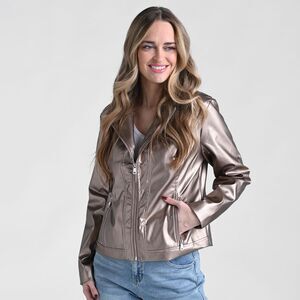 NwT 1X Kate and Mallory faux leather Moto Blazer Jacket in copper